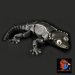 3D Printed Crested Gecko (Black/White Pinstripe) 500049