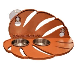 3D Printed Monstera Leaf Dual 0.5oz Cup Suction Cup Feeding Ledge -Natural Pet Care Shop 3dprintsrus 3d printed monstera leaf dual 0.5oz cup suction cup feeding ledge 46638.1707192976