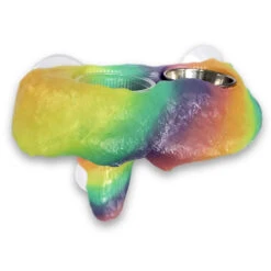 3D Printed Dual 0.5oz Cup Feeding Ledge (Glow In The Dark Rainbow)