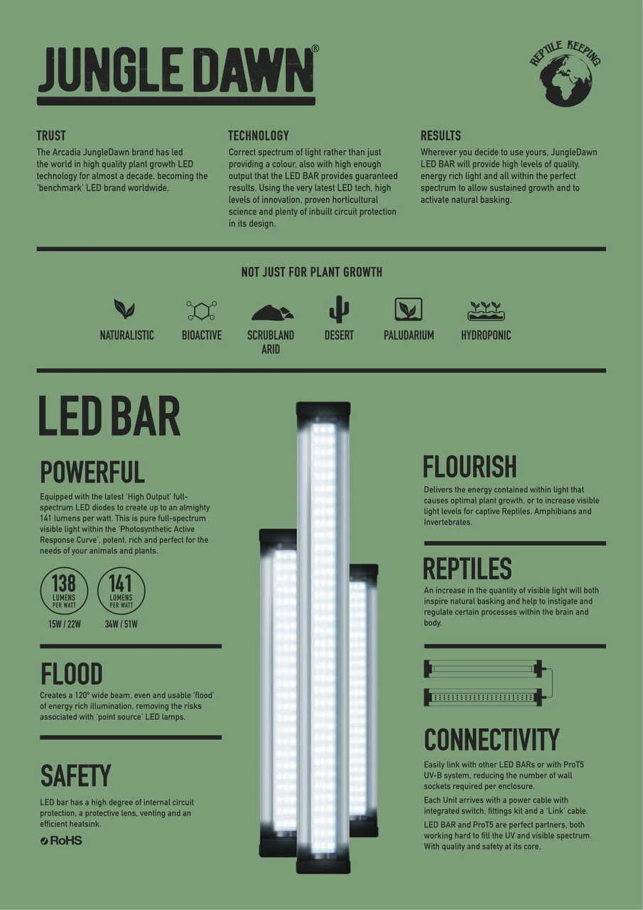 Arcadia Jungle Dawn LED Bar - 18.5" 22 Watts 6 Arcadia Jungle Dawn LED Bar - 18.5" 22 Watts - Image 4