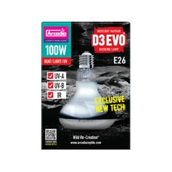 Arcadia Reptile D3Evo UV-B Basking Lamp, 100W -Natural Pet Care Shop arcadia reptile d3evo uv b basking lamp 100w 16912.1677784020
