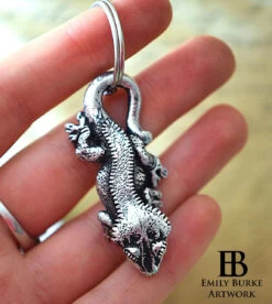Crested Gecko Keychain (Pewter) By Emily Burke