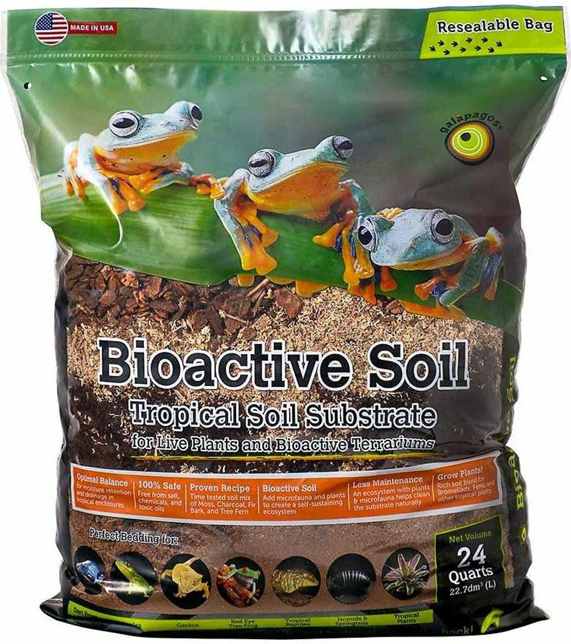 Galapagos Bioactive Soil Tropical Soil Substrate Reptile Bedding - 24 Qt 3 Galapagos Bioactive Soil Tropical Soil Substrate Reptile Bedding - 24 Qt