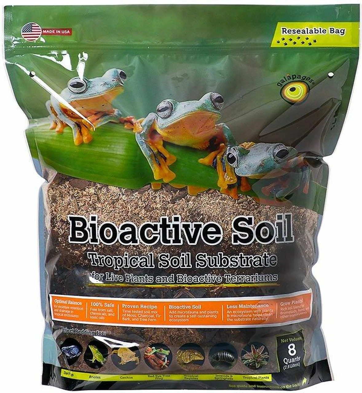 Galapagos Bioactive Soil Tropical Soil Substrate Reptile Bedding - 8 Qt 3 Galapagos Bioactive Soil Tropical Soil Substrate Reptile Bedding - 8 Qt