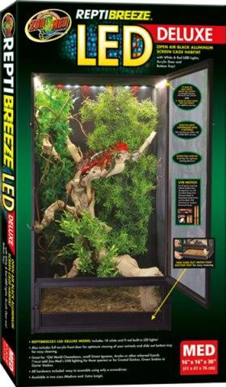 Zoo Med ReptiBreeze LED Deluxe Medium (16" X 16" X 30") NT-15 3 Zoo Med ReptiBreeze LED Deluxe Medium (16" X 16" X 30") NT-15